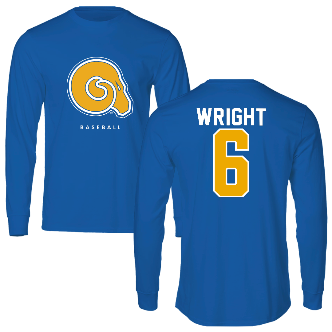 Albany State University Baseball Blue Long Sleeve - #6 Quindon Wright
