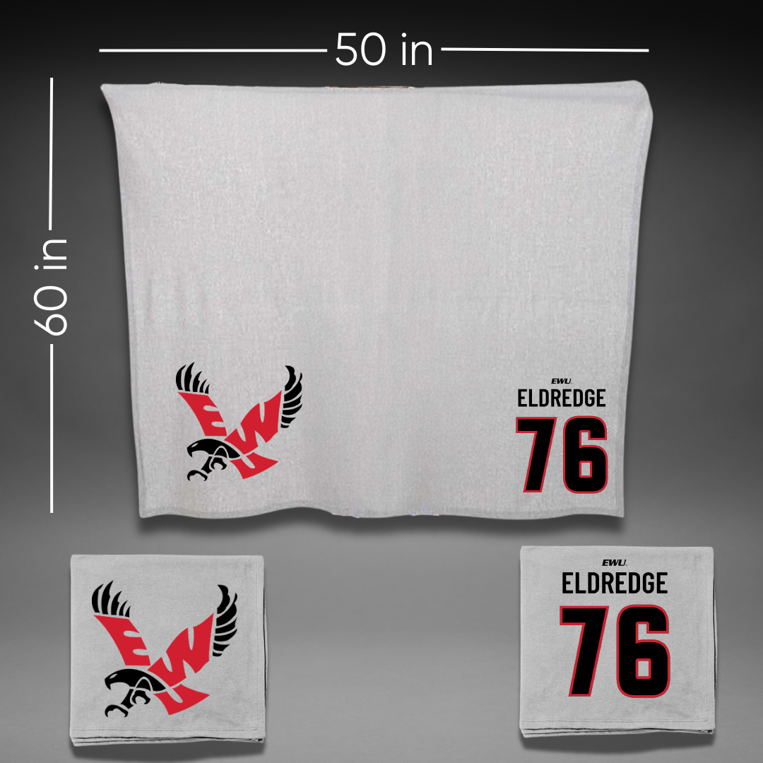 Eastern Washington University Football Gray Blanket - #76 Kevin Eldredge