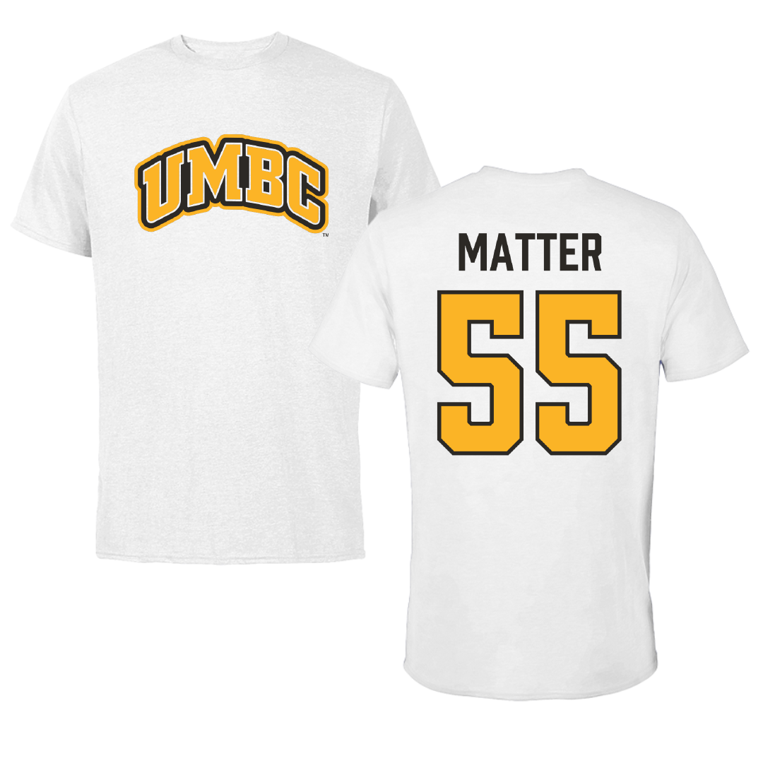 University of Maryland Baltimore County Softball White Tee - #55 Kya Matter