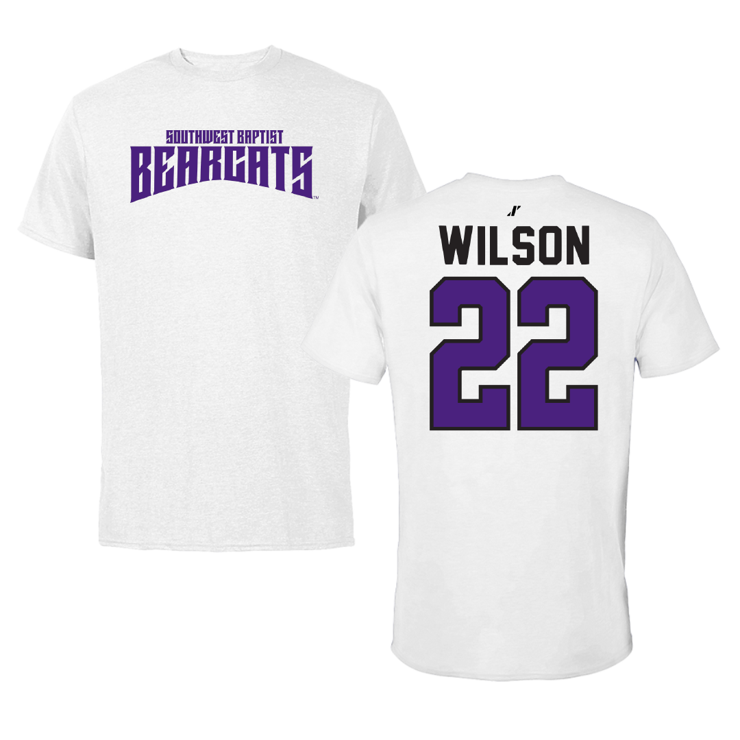 Southwest Baptist University Softball White Classic Performance Tee - #22 Malea Wilson