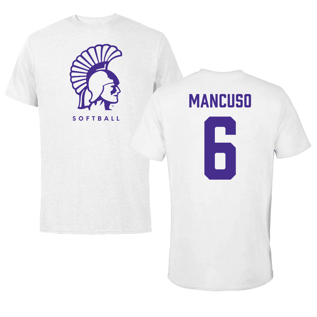Winona State University Softball White Performance Tee - #6 Tiegan Mancuso