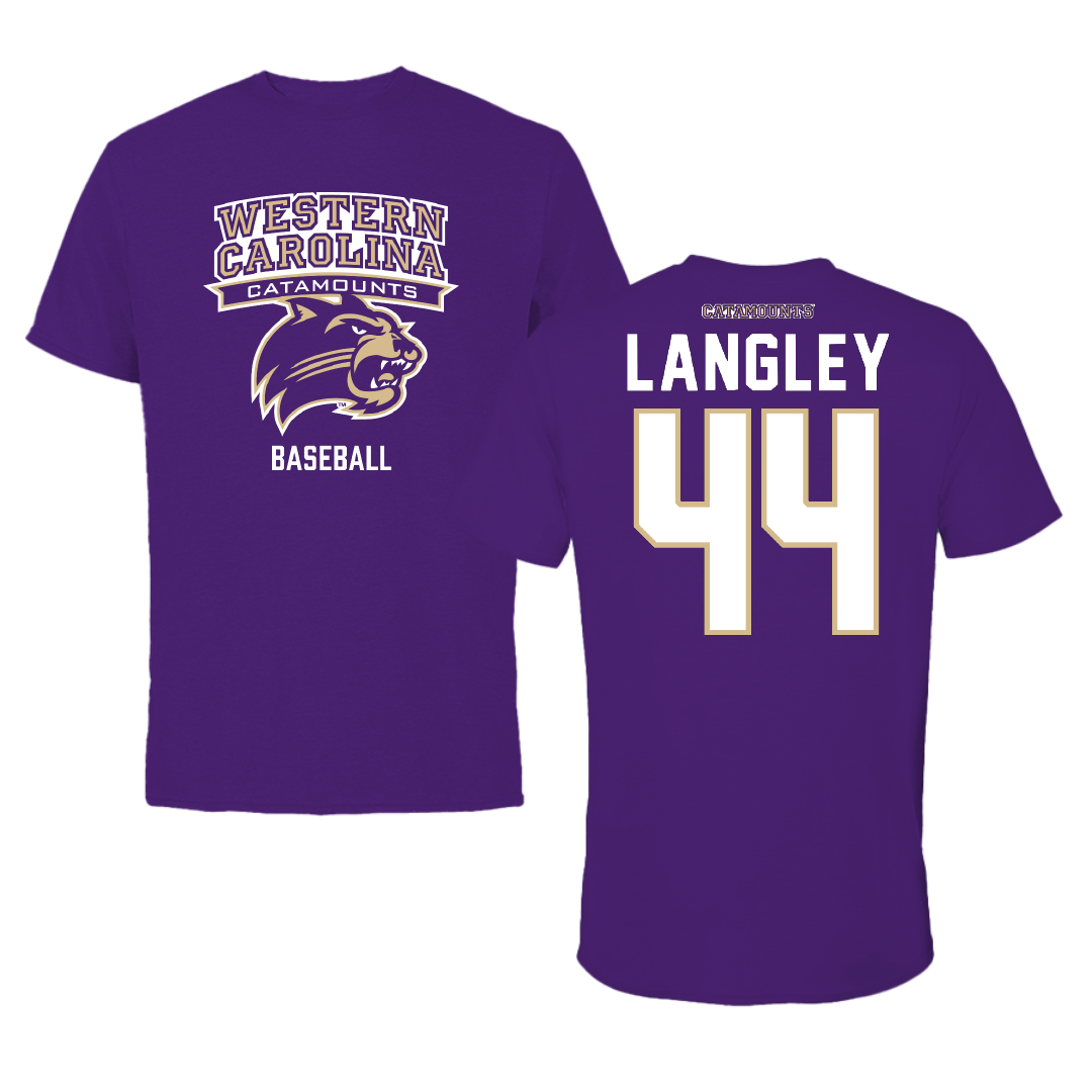 Western Carolina University Baseball Purple Tee - #44 Brandon Langley