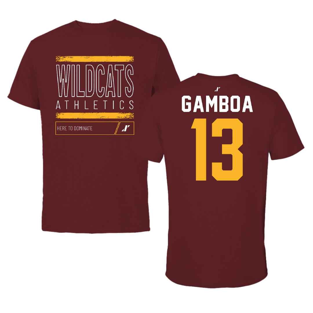 Bethune-Cookman University Baseball Maroon Dominate Tee - #13 Marcos Gamboa
