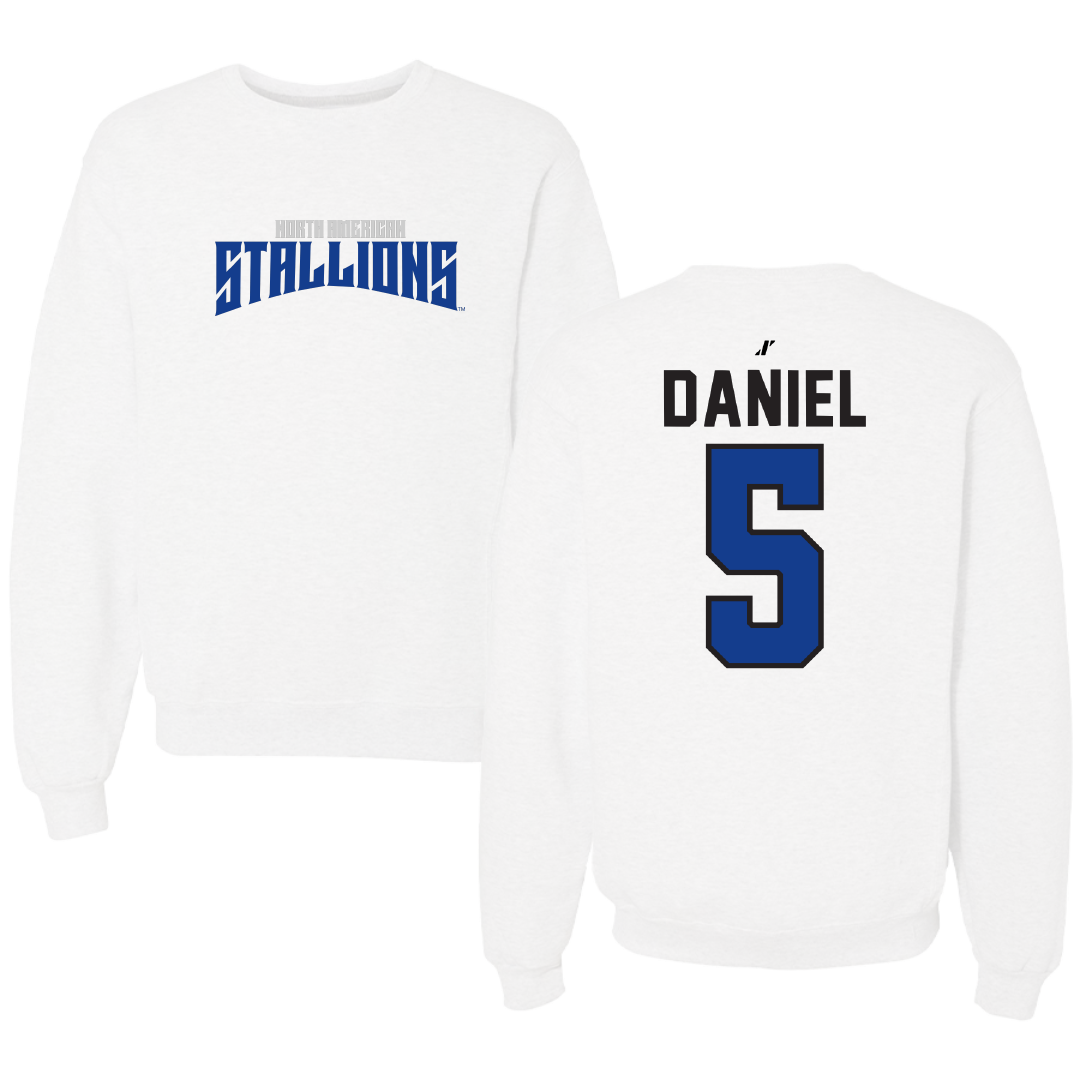 North American University Basketball White Classic Crewneck - #5 Reid Daniel