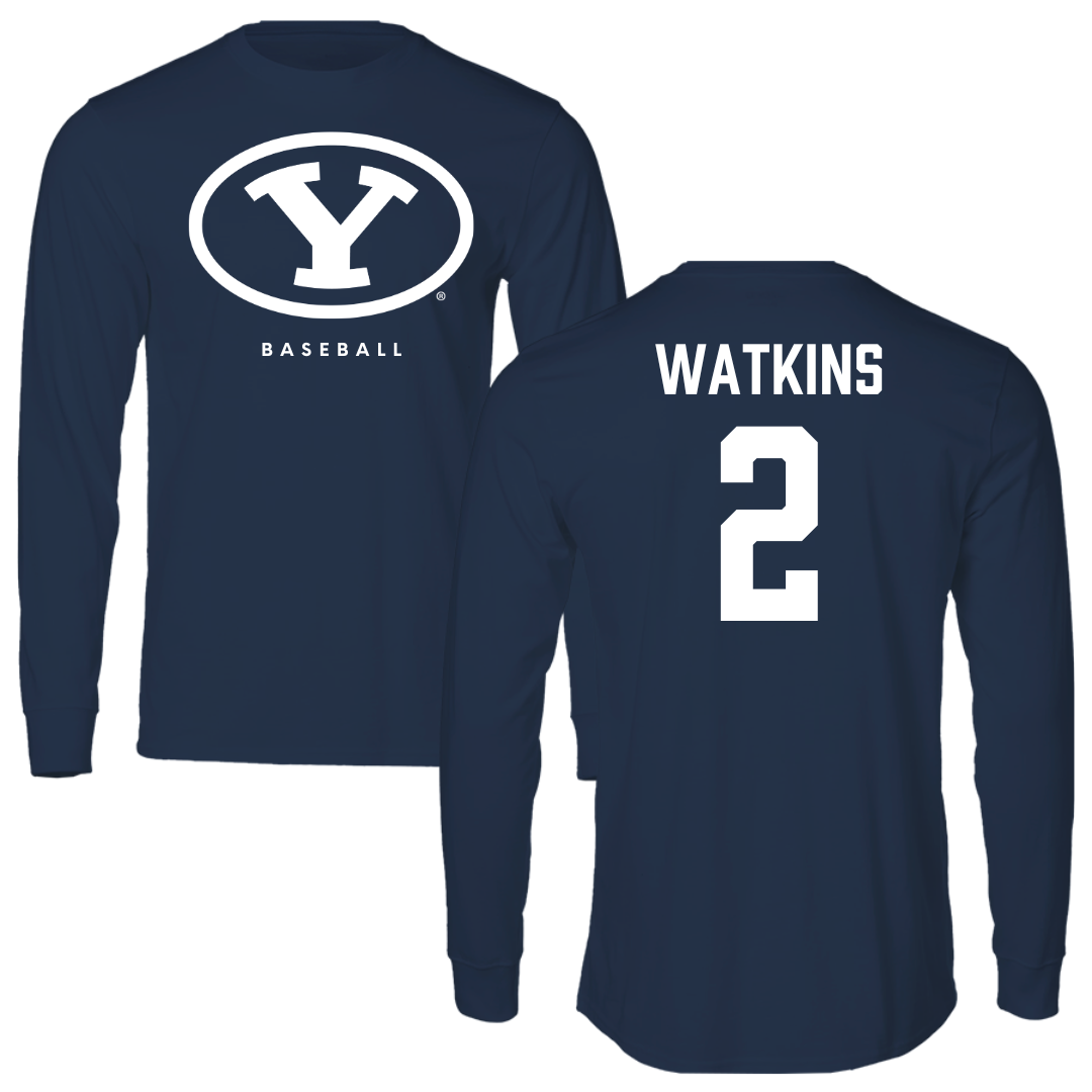 Brigham Young University Baseball Navy Performance Long Sleeve - #2 Brock Watkins