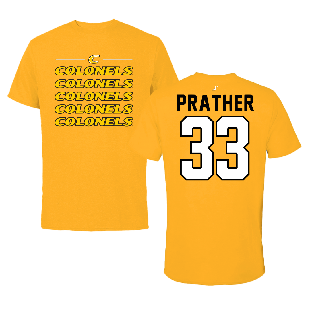 Centre College Baseball Gold General Tee - #33 Ben Prather