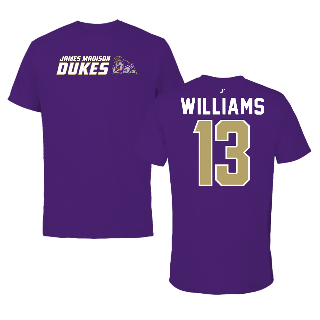 James Madison University Basketball Purple General Tee - #13 Noah Williams