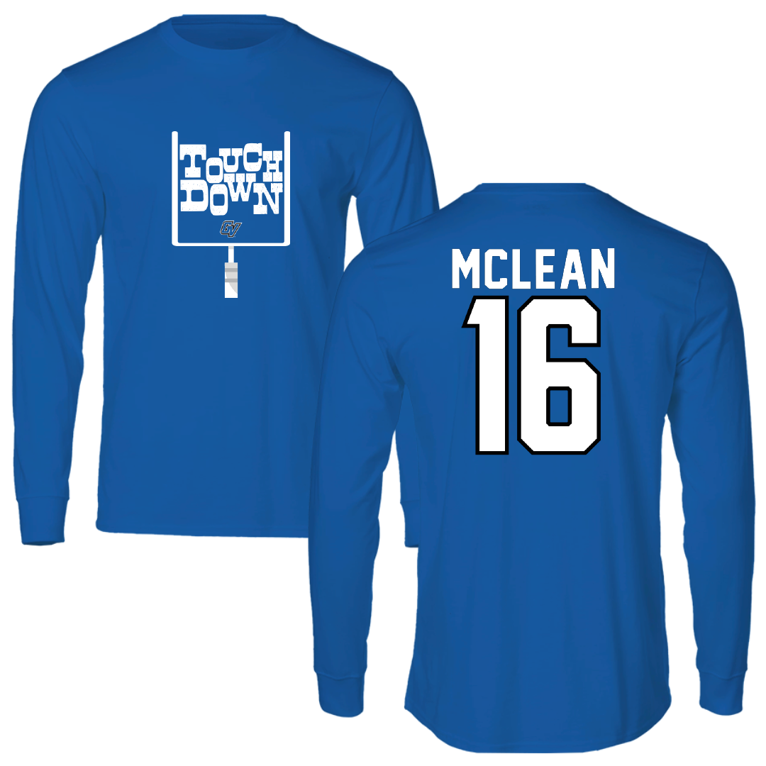 Grand Valley State University Football Blue Touchdown Long Sleeve - #16 Luke McLean