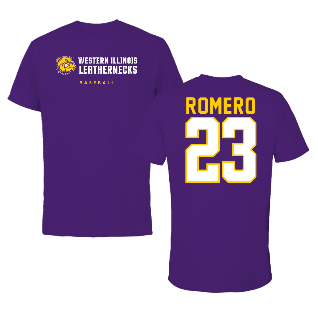 Western Illinois University Baseball Purple Performance Tee - #23 Jorge Romero
