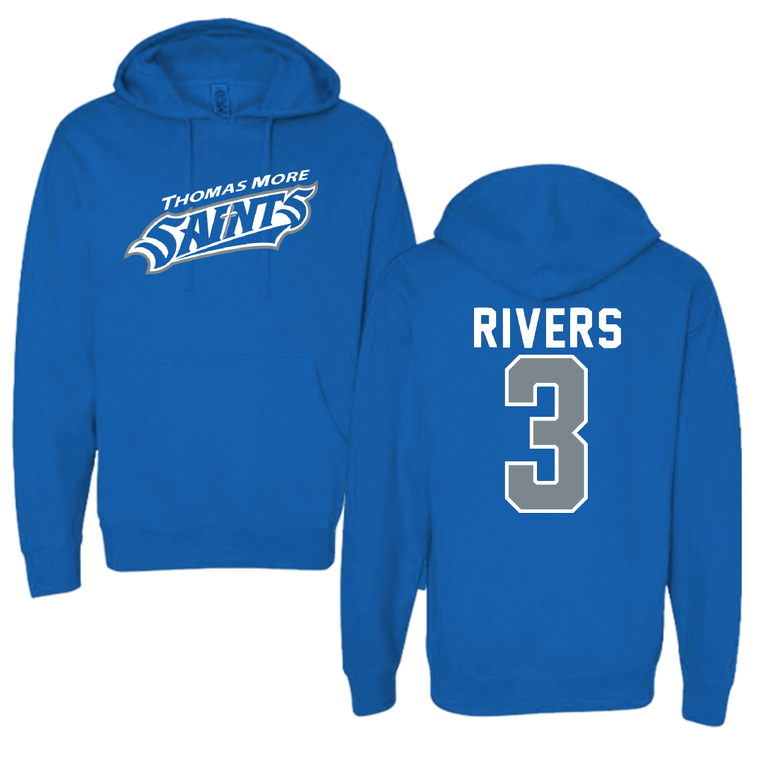 Thomas More University Football Blue Hoodie - #3 Jevan Rivers