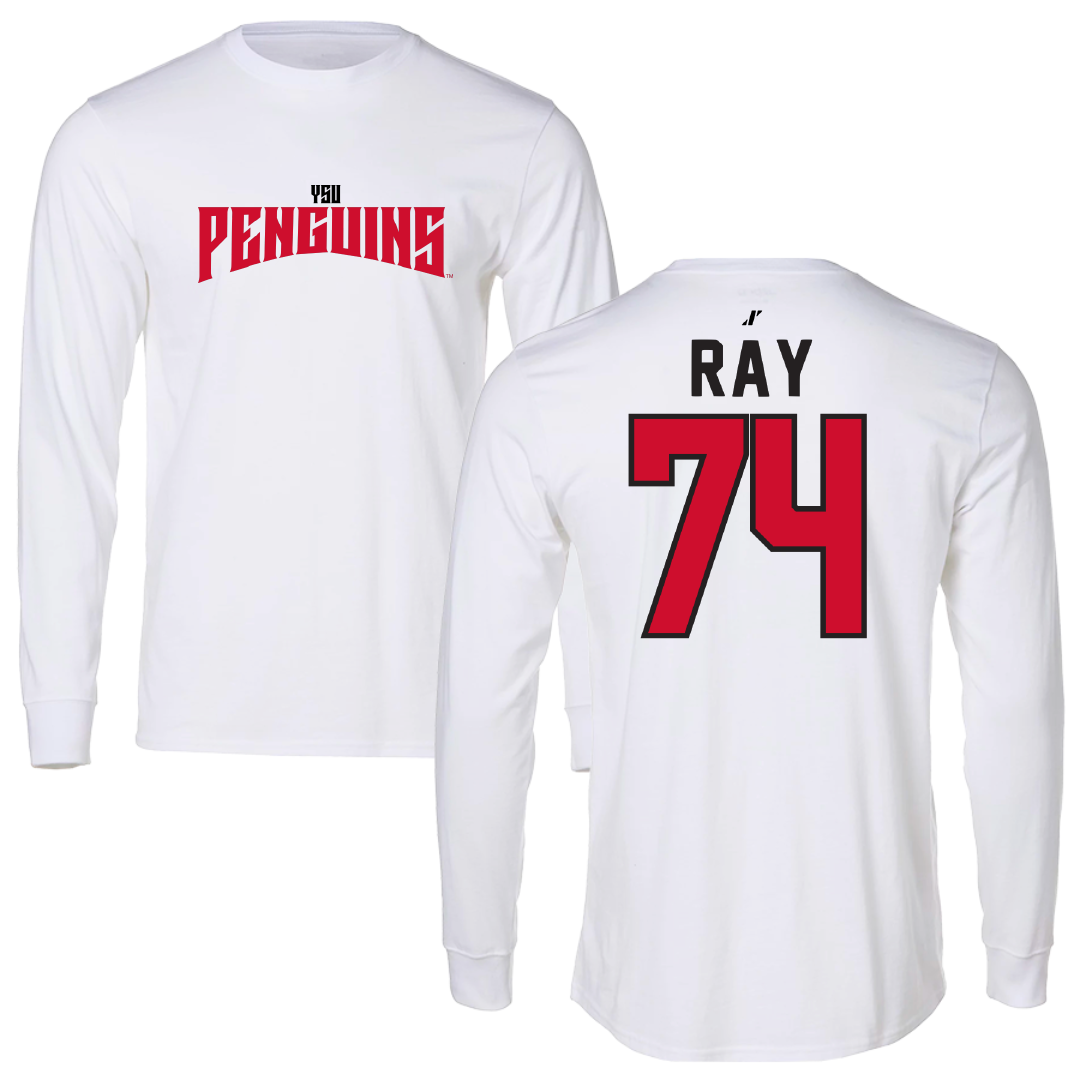 Youngstown State University Football White Classic Performance Long Sleeve - #74 Ethan Ray