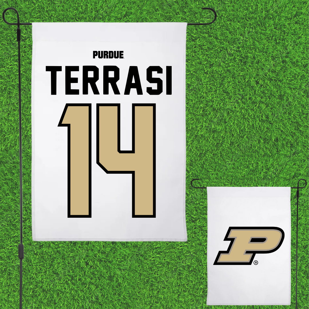 Purdue University Soccer White Garden Flag - #14 Francesca Terrasi