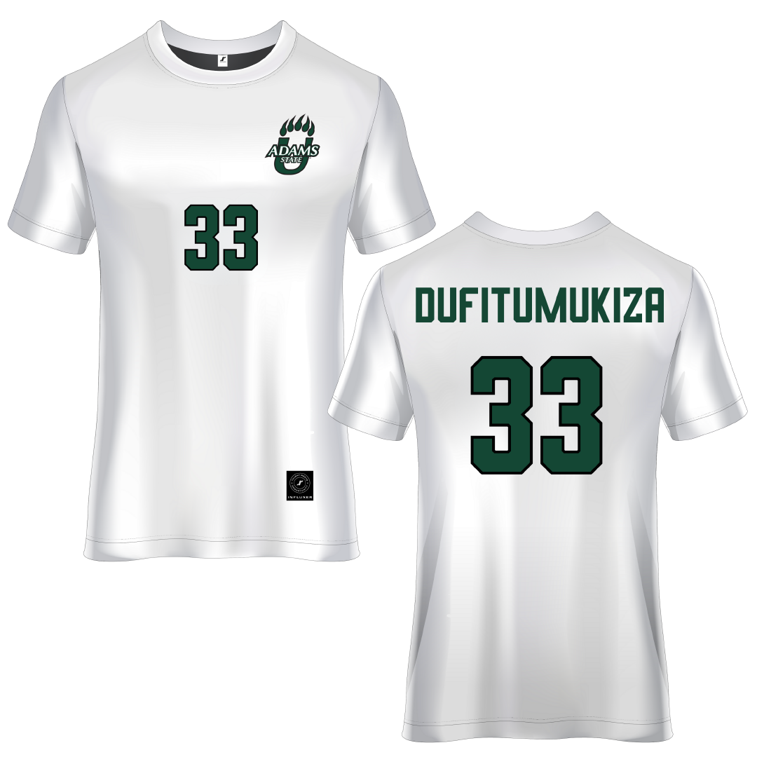 Adams State University White Soccer Jersey - #33 Frank Angelo Dufitumukiza