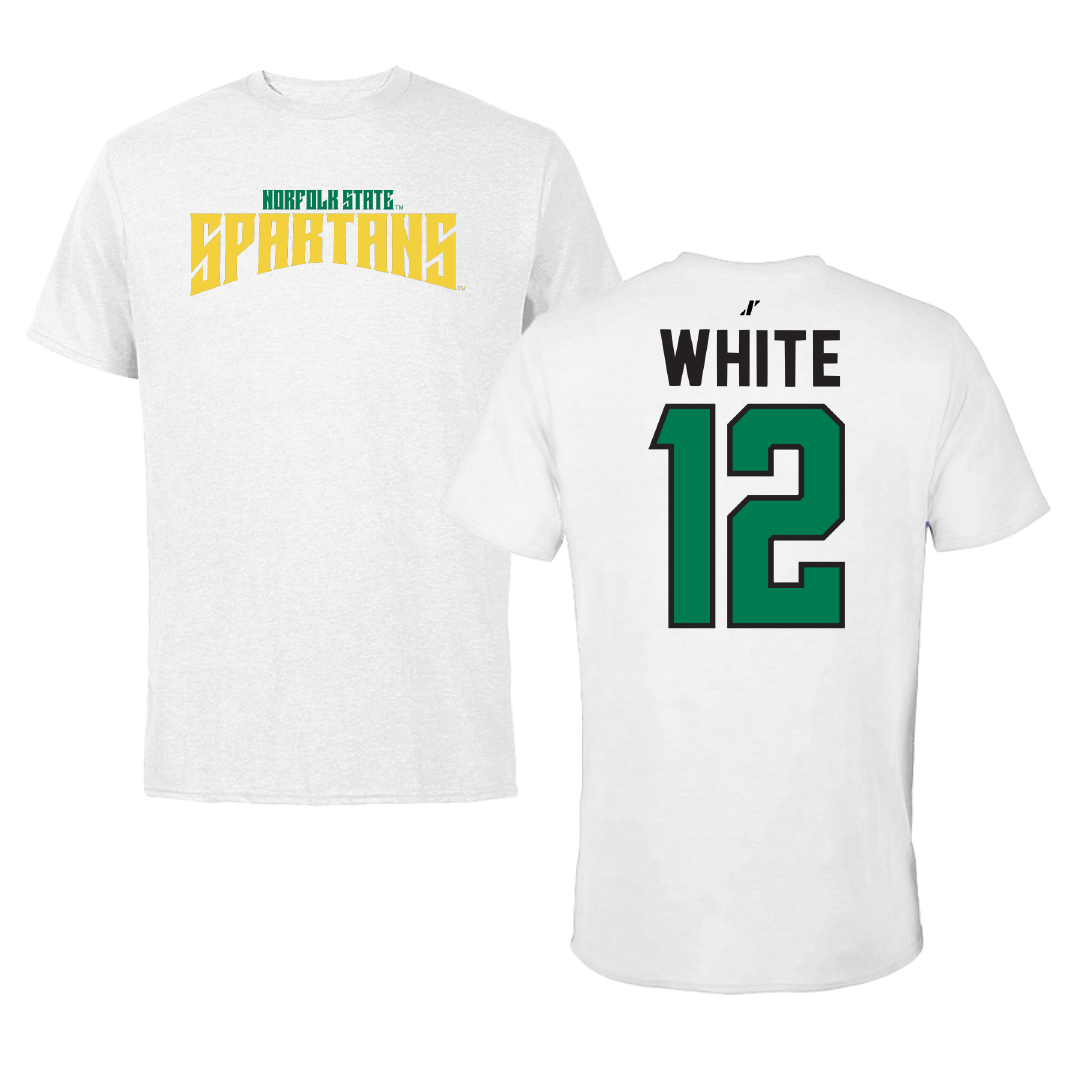 Norfolk State University Football White Classic Performance Tee - #12 Jaylen White