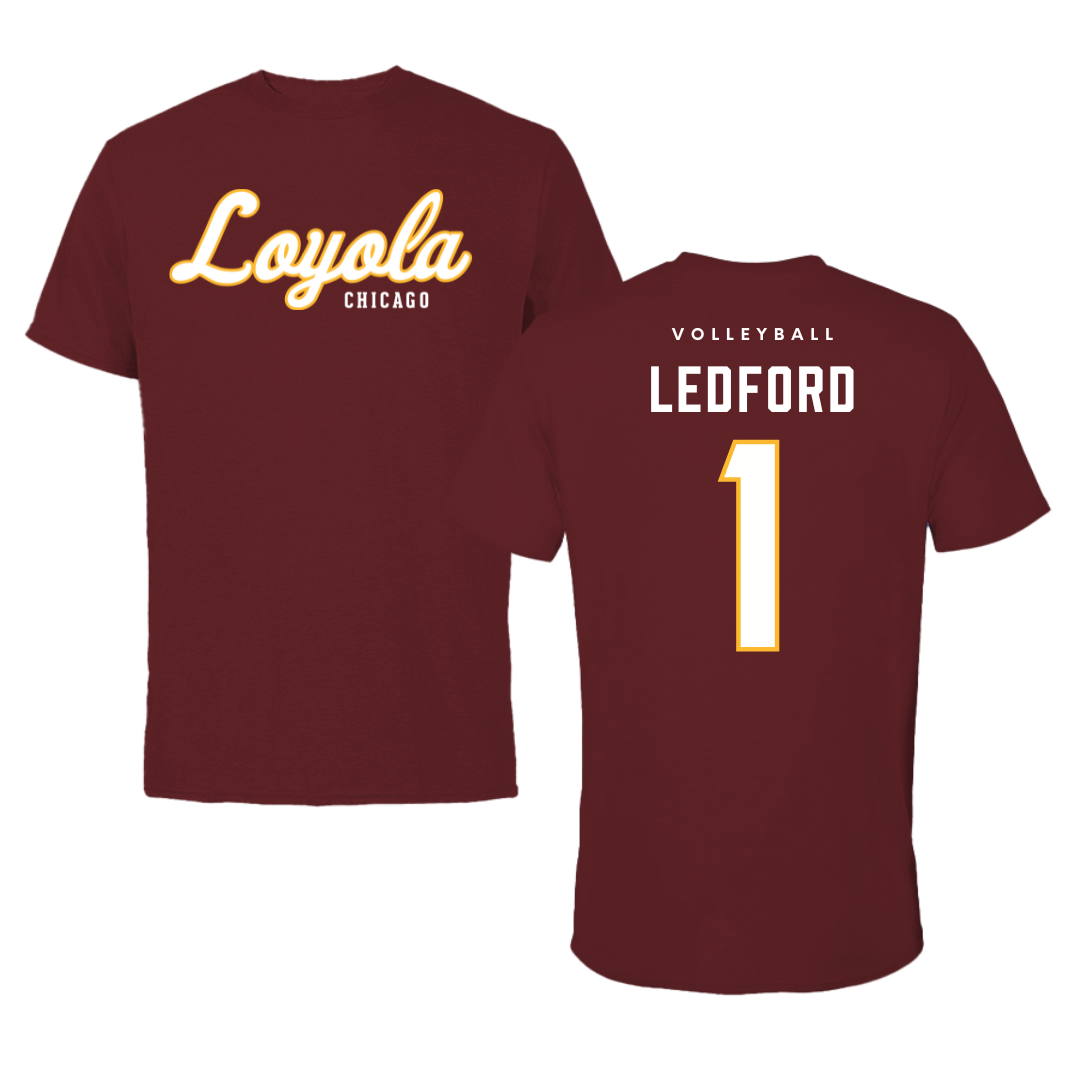 Loyola University-Chicago Volleyball Maroon Loyola Performance Tee - #1 Charlie Ledford