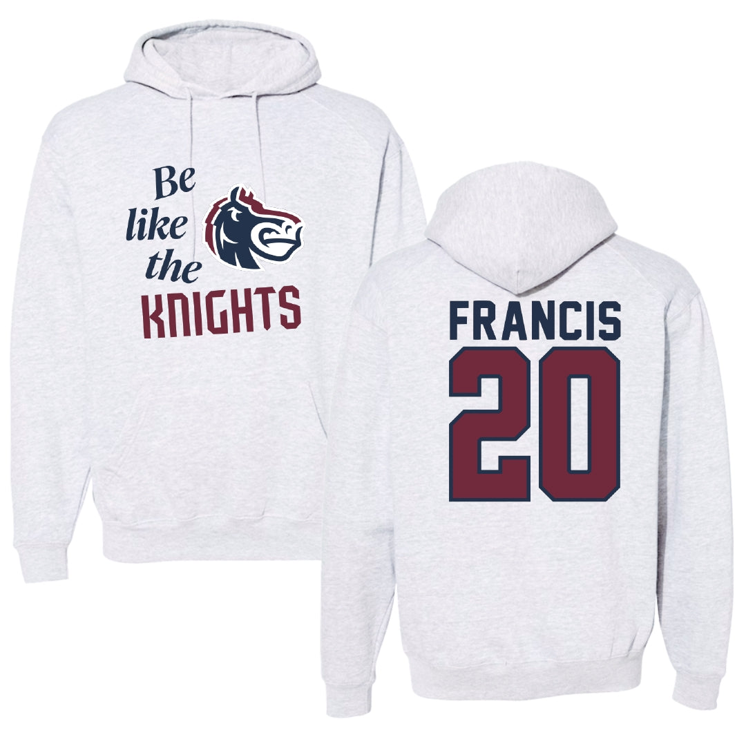 Fairleigh Dickinson University-Metropolitan Campus Basketball Light Gray Be Like Us Hoodie - #20 Davin Francis