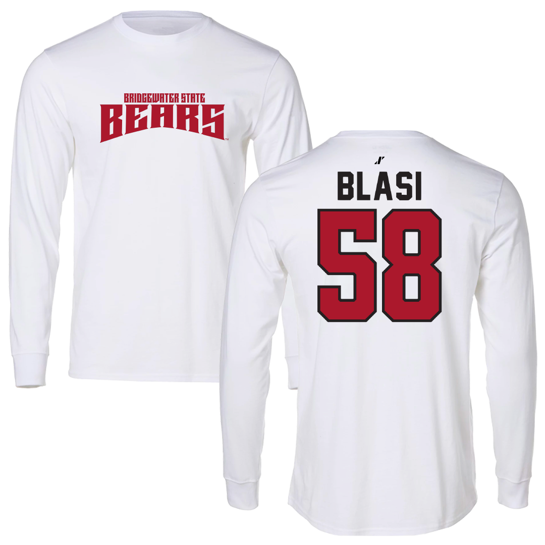 Bridgewater State University Football White Classic Performance Long Sleeve - #58 Nick Blasi