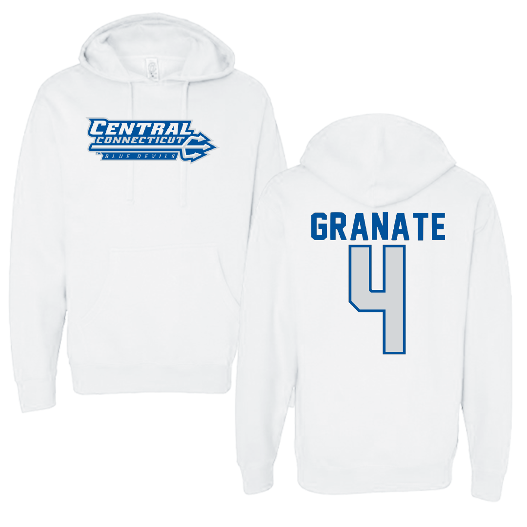 Central Connecticut State University Softball White Hoodie - #4 Gracie Granate