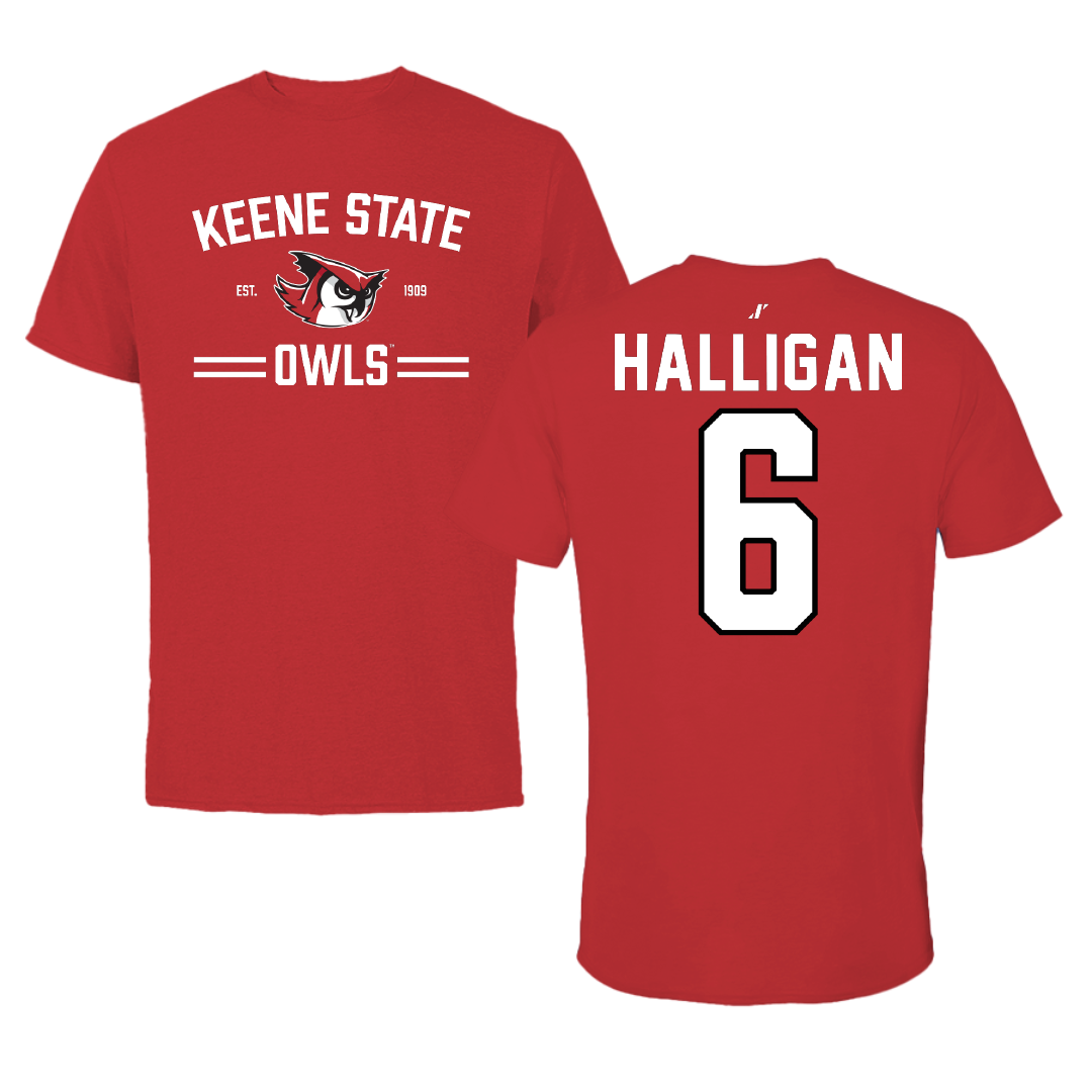 Keene State College Soccer Red General Tee - #6 Claire Halligan