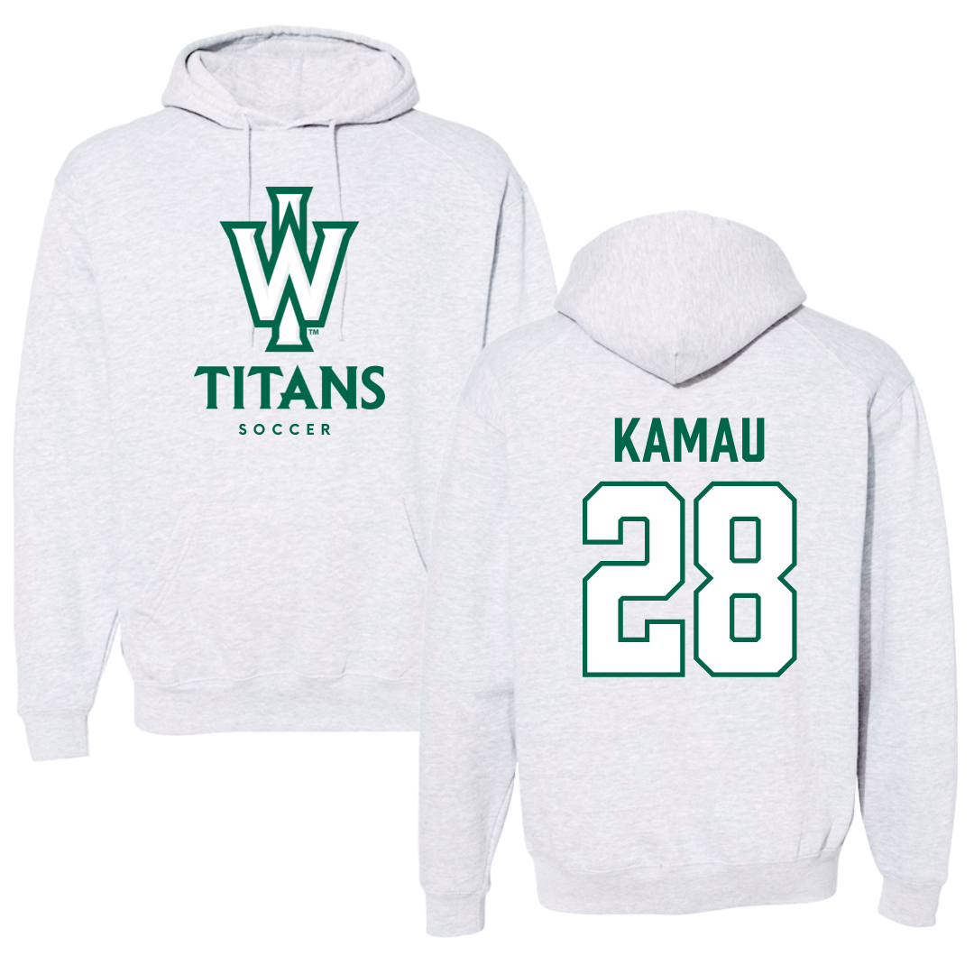 Illinois Wesleyan University Soccer Gray Hoodie - #28 Kalabi Kamau