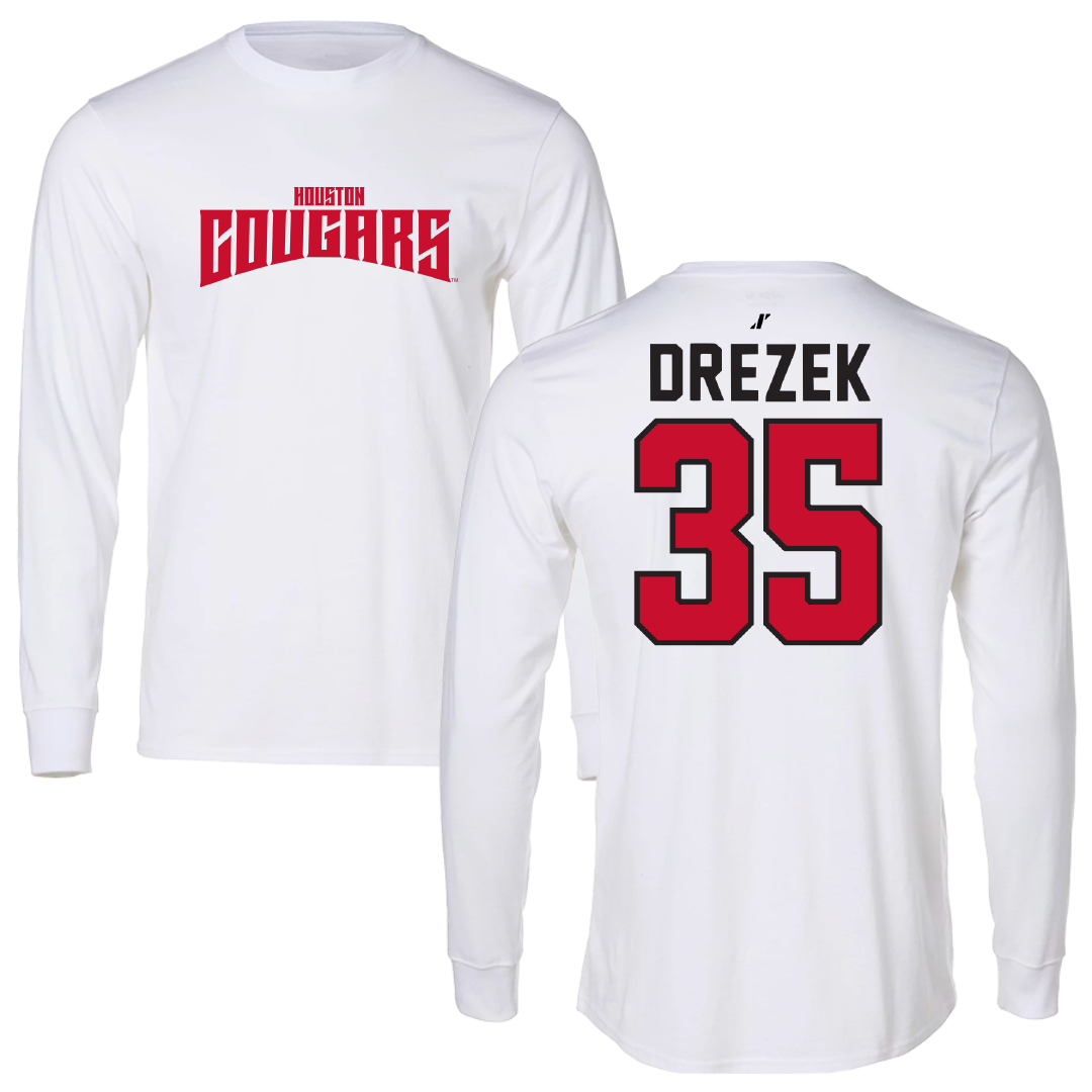 University of Houston Baseball White Classic Performance Long Sleeve - #35 Graysen Drezek