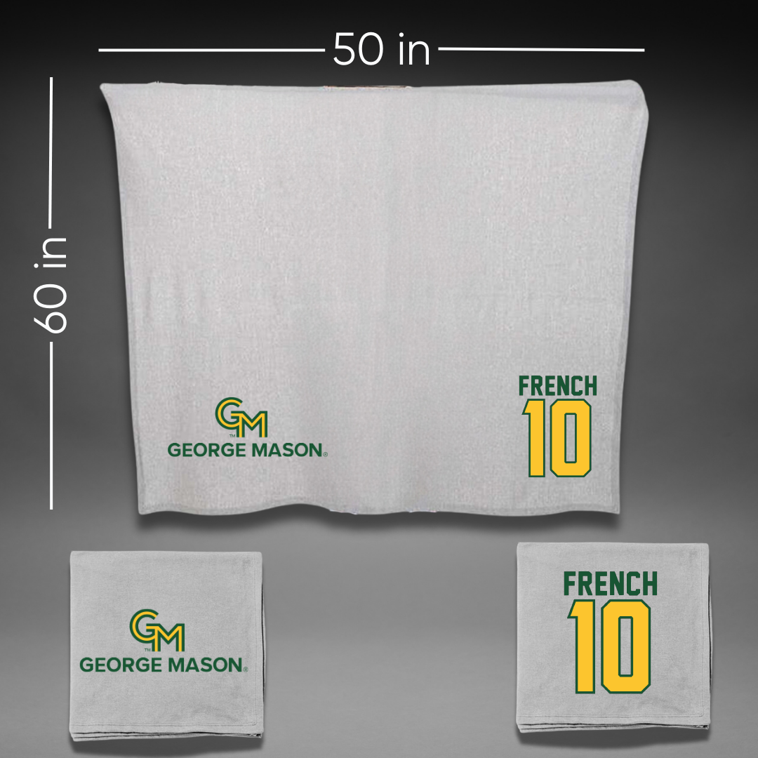 George Mason University Volleyball Gray Blanket - #10 Liam French