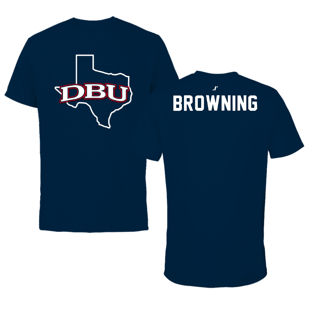 Dallas Baptist University TF and XC Navy State Tee - Luke Browning