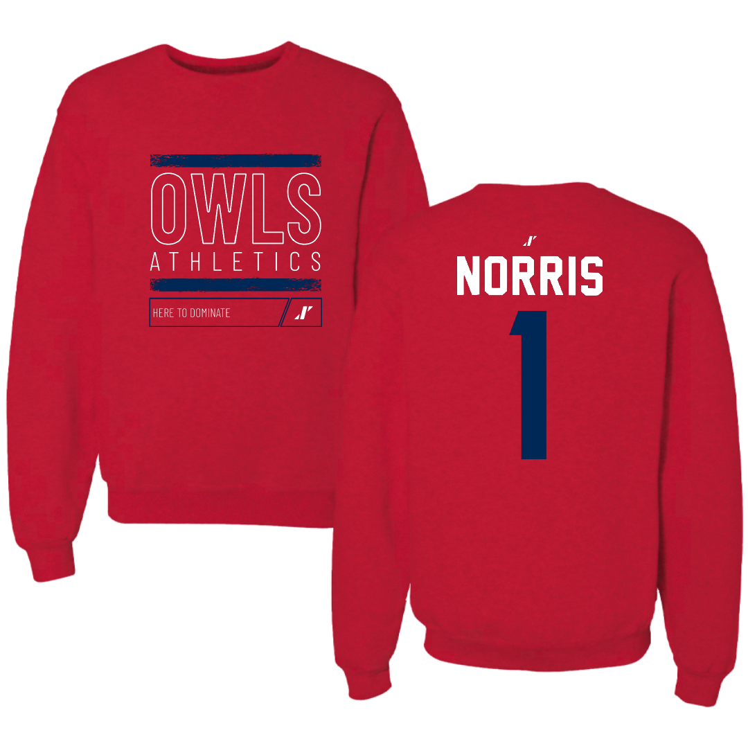 Florida Atlantic University Volleyball Red Dominate Crewneck - #1 Ava Norris