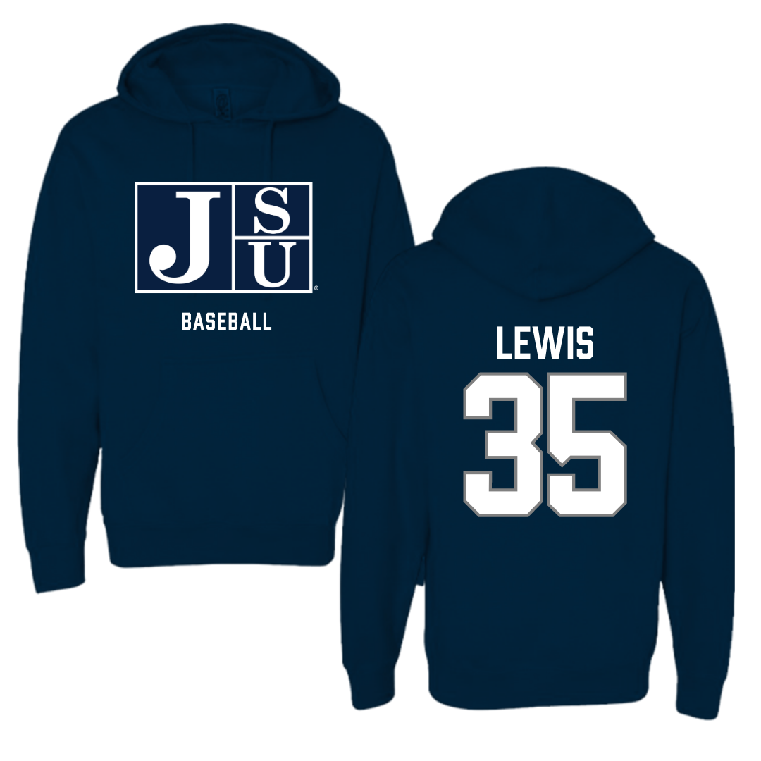 Jackson State University Baseball Navy Hoodie - #35 CJ Lewis