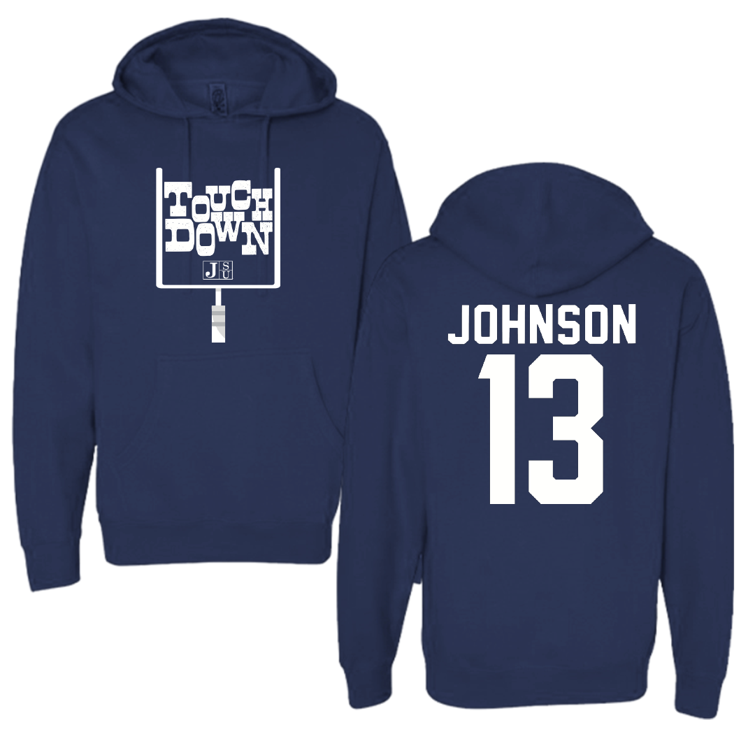 Jackson State University Football Navy Touchdown Hoodie - #13 Brandon Johnson