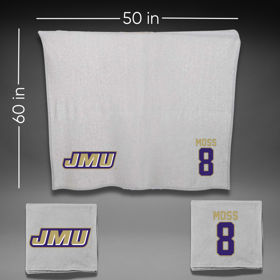 James Madison University Football Gray Blanket - #8 Max Moss