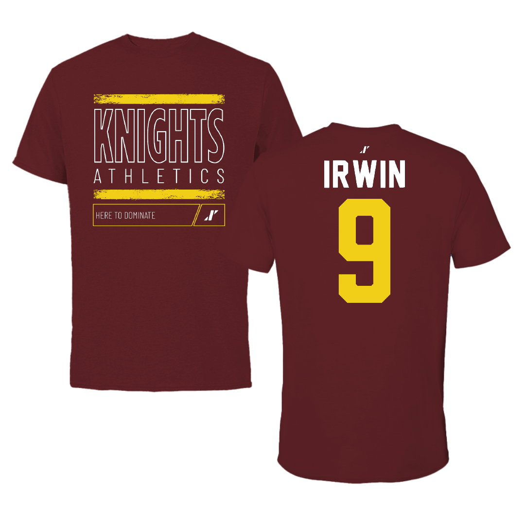 Calvin University Football Maroon Dominate Tee - #9 Drake Irwin