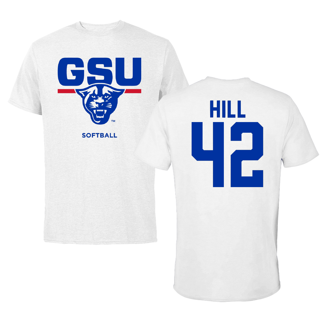 Georgia State University Softball White Performance Tee - #42 Aleya Hill