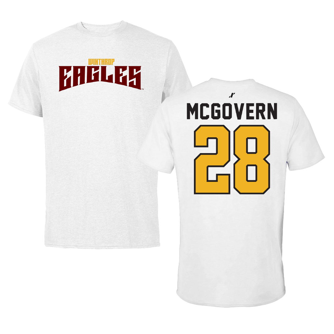 Winthrop University Soccer White Classic Tee - #28 Megan McGovern