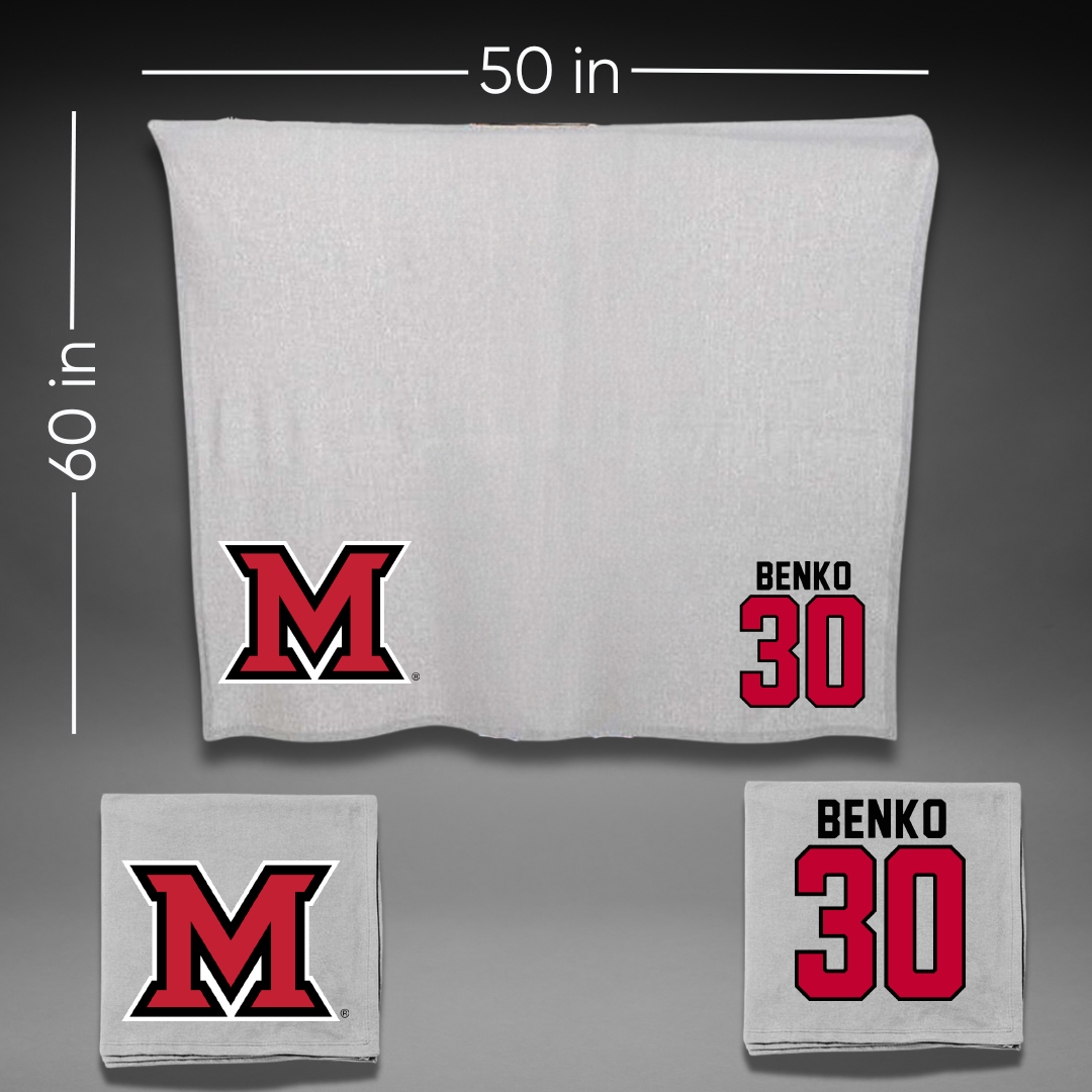 Miami University (Ohio) Baseball Gray Blanket - #30 Troy Benko