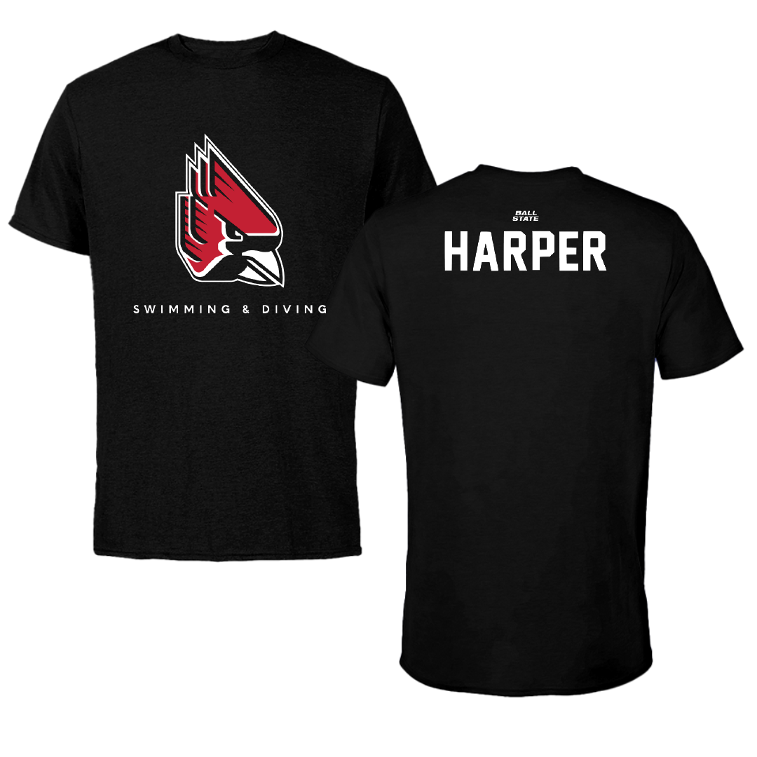 Ball State University Swimming & Diving Black Tee - Nathan Harper