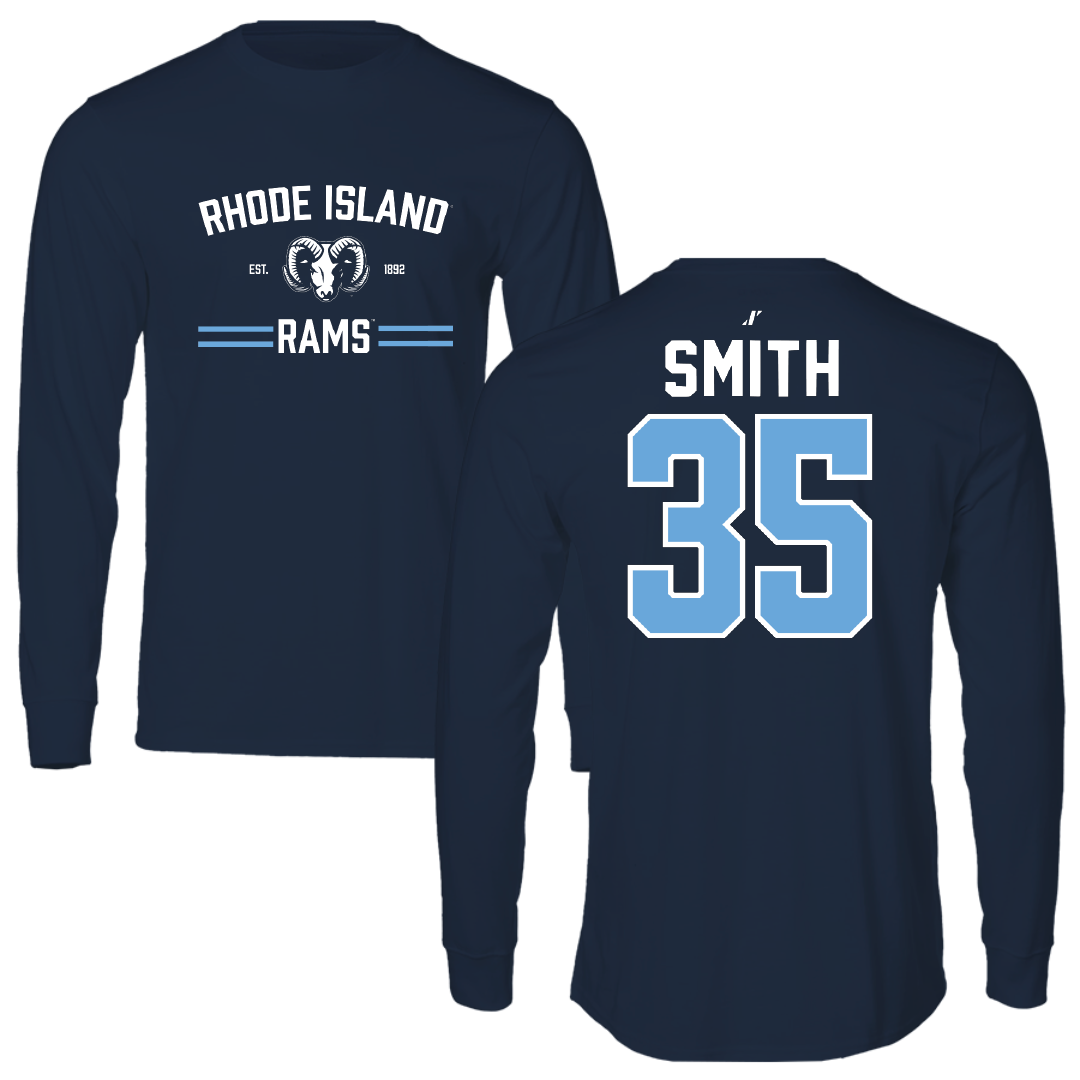 University of Rhode Island Basketball Navy General Performance Long Sleeve - #35 Jameson Smith