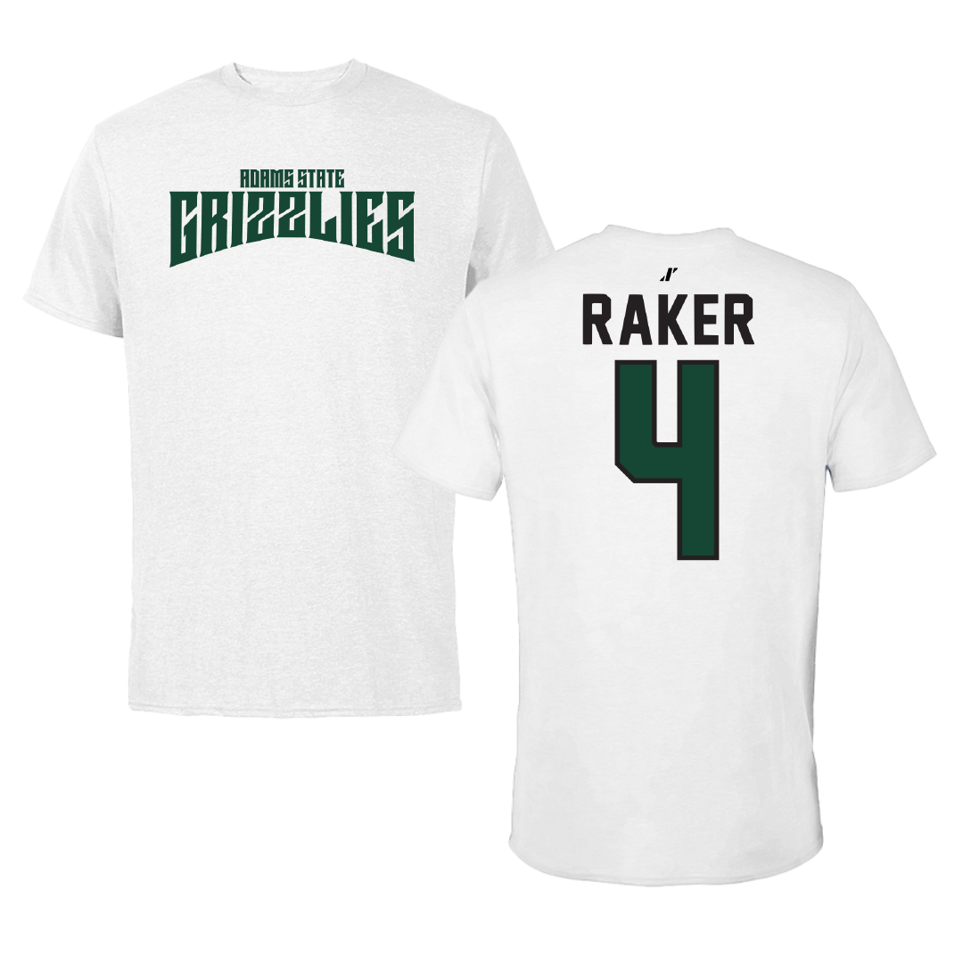 Adams State University Baseball White Classic Tee - #4 Joey Raker