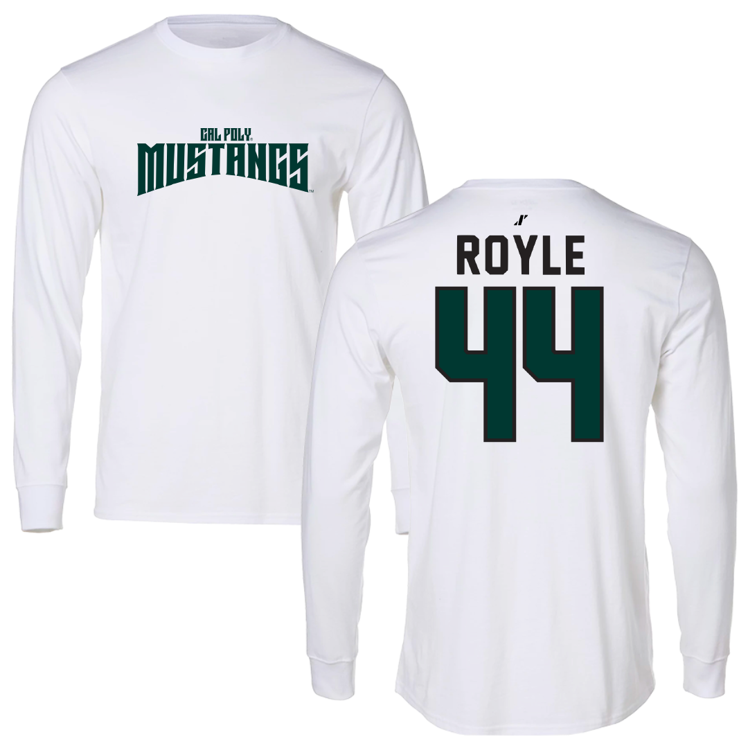 Cal Poly Baseball White Classic Long Sleeve - #44 Charlie Royle