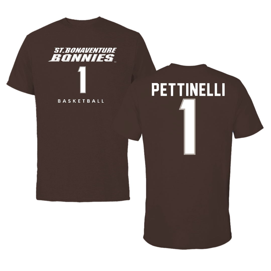 St. Bonaventure University Basketball Brown Tee - #1 Mackenzie Pettinelli