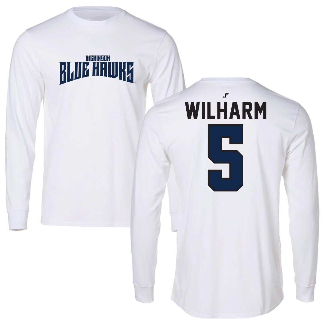 Dickinson State University Baseball White Classic Performance Long Sleeve - #5 Wyatt Wilharm