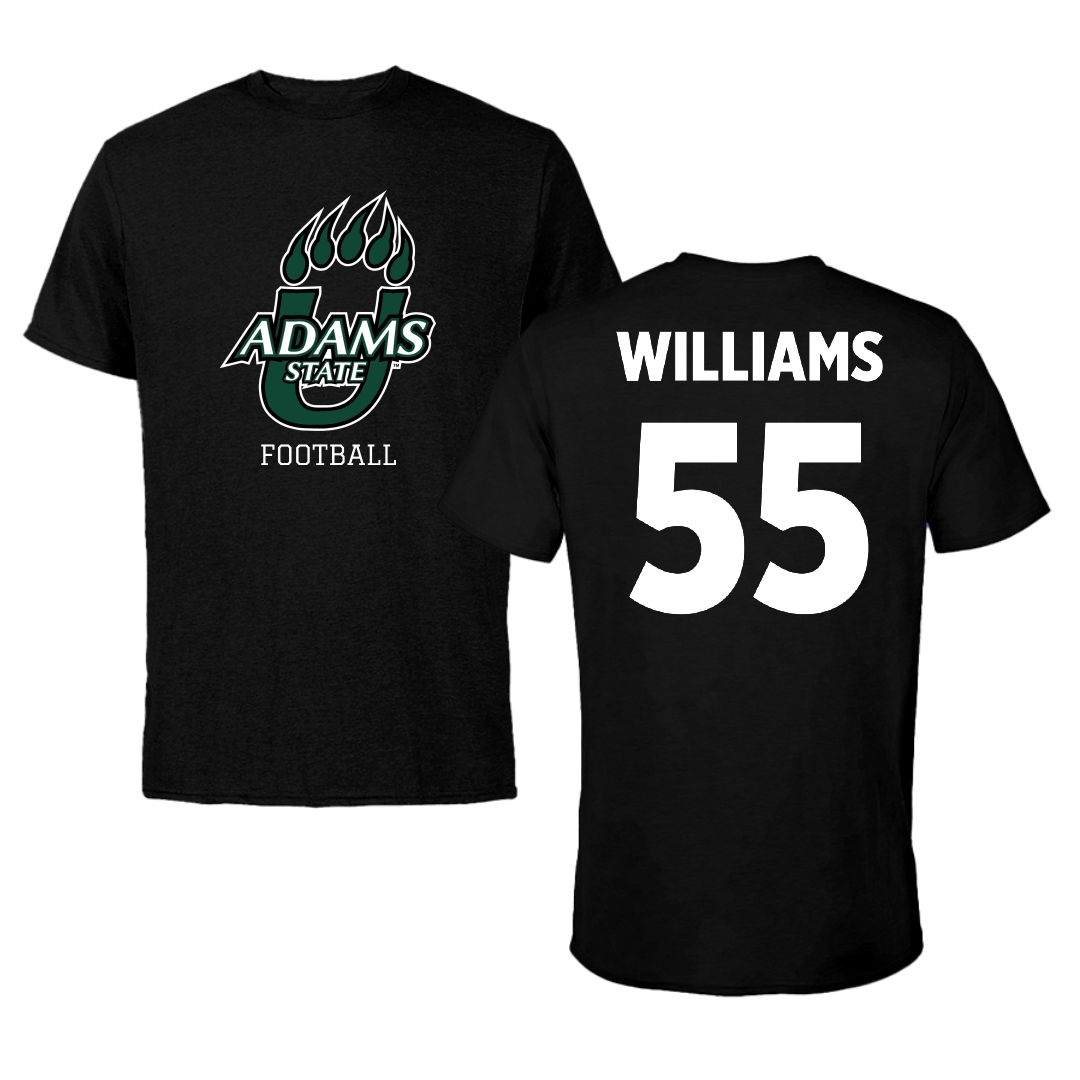 Adams State University Football Black State Tee - #55 Quincy Williams