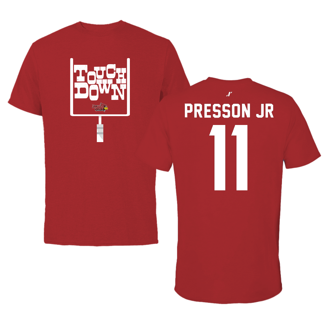 Illinois State University Football Canvas Red Touchdown Tee - #11 Scotty Presson Jr