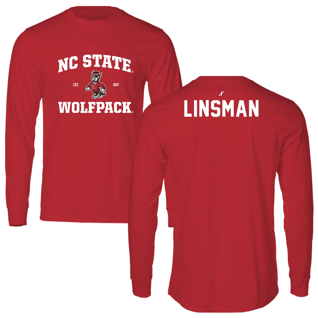 North Carolina State University Wrestling Red General Performance Long Sleeve - Gavin Linsman