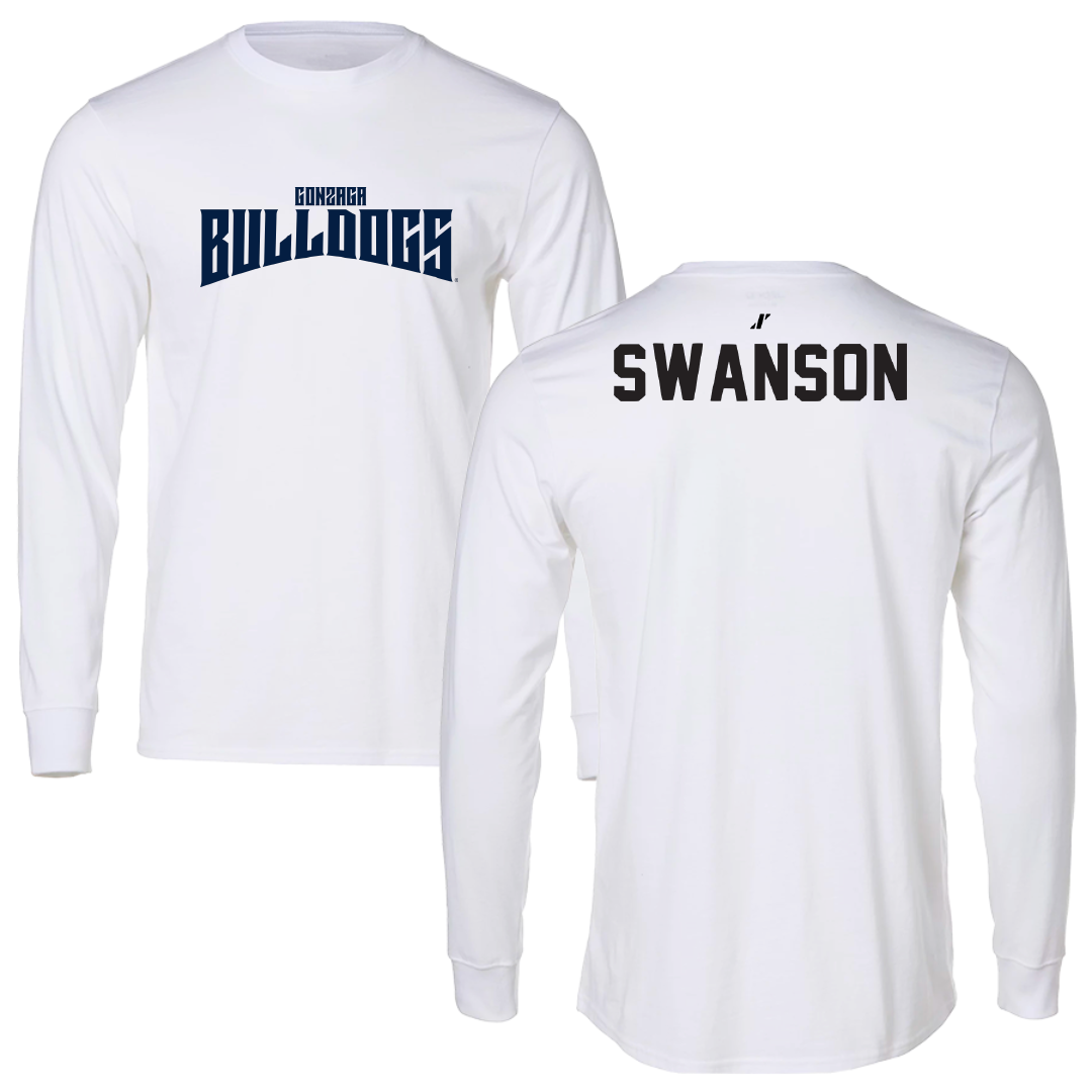 Gonzaga University TF and XC White Classic Performance Long Sleeve - Caden Swanson