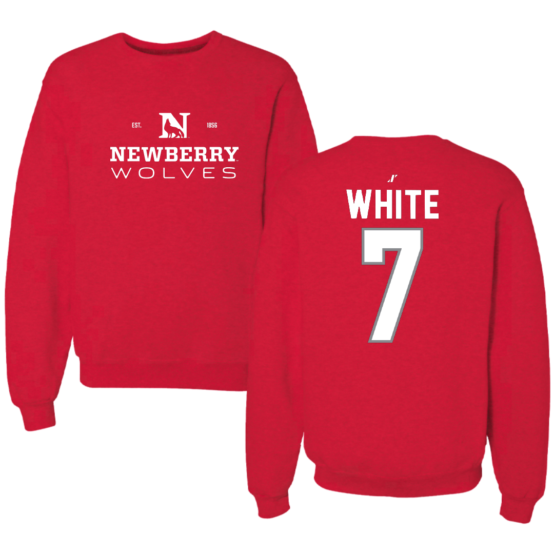 Newberry College Baseball Red General Crewneck - #7 Luke White