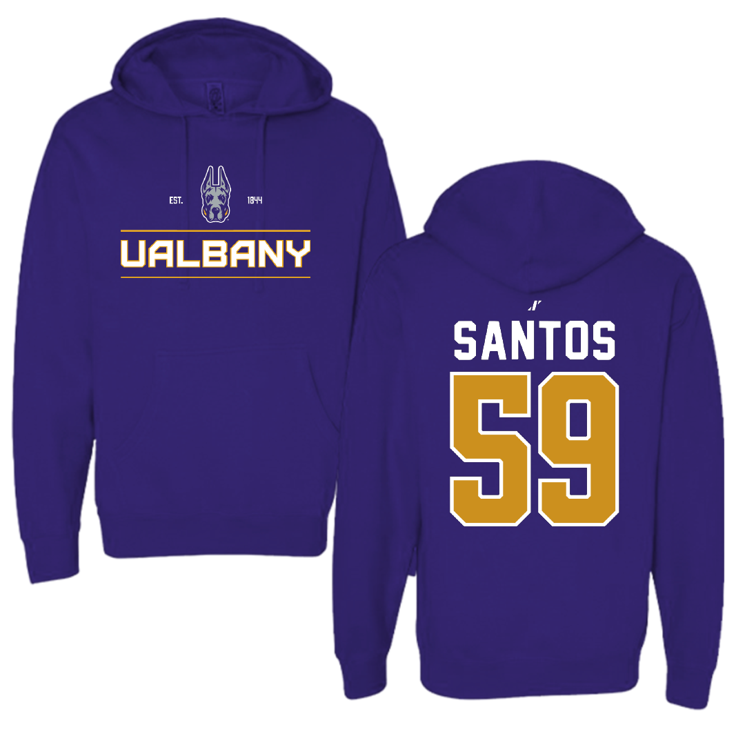 University at Albany Football Purple General Hoodie - #59 Kenneth Santos