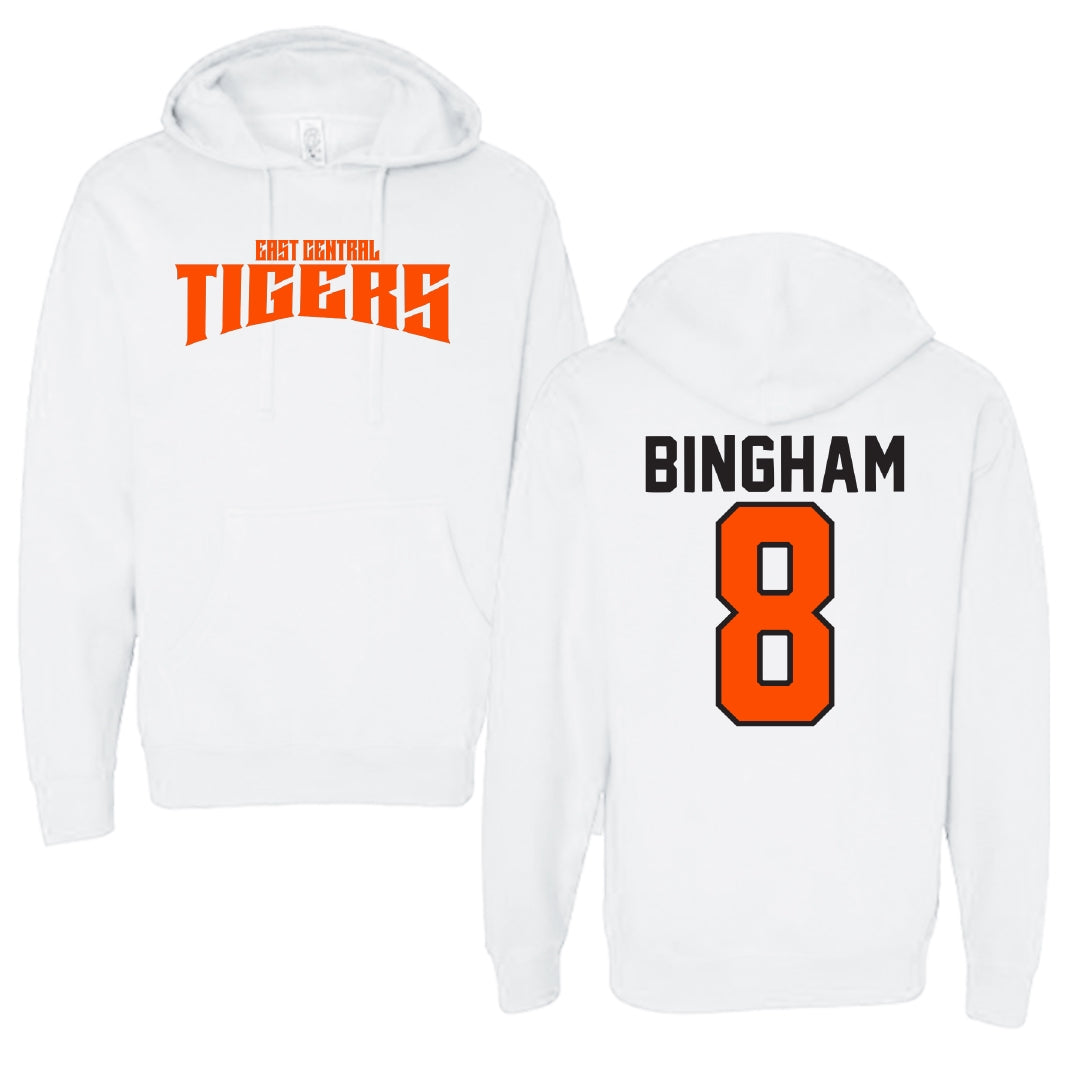 East Central University Softball White Classic Hoodie - #8 Emily Bingham