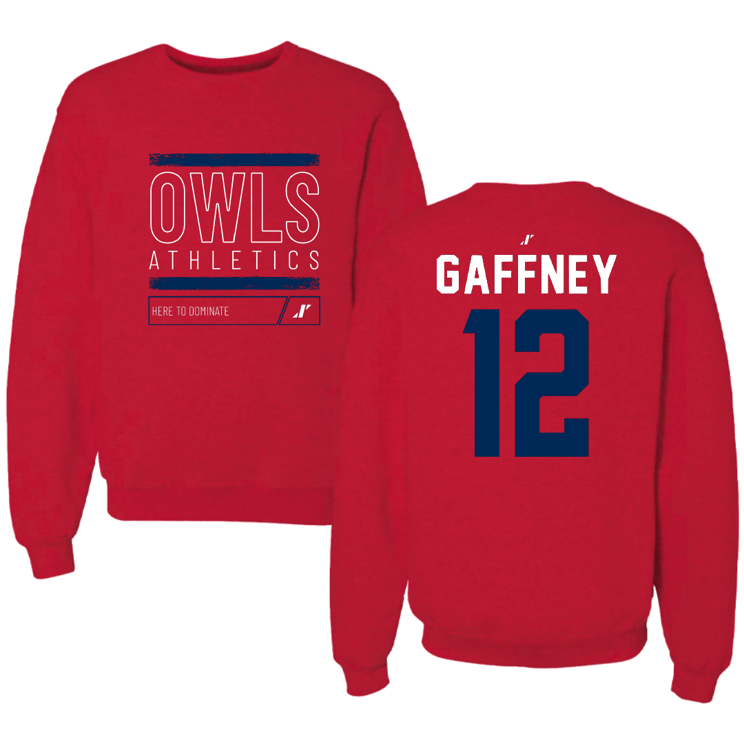 Florida Atlantic University Basketball Red Dominate Crewneck - #12 Jalen Gaffney