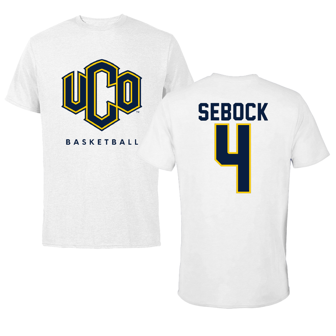 University of Central Oklahoma Basketball White Tee - #4 Jacobi Sebock